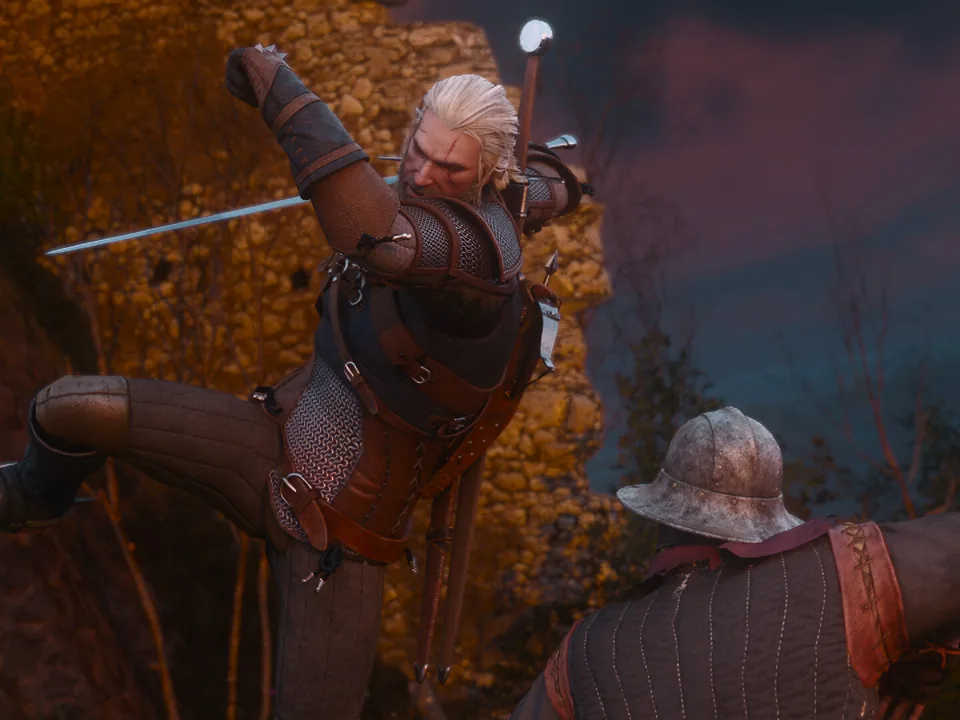 A close-quarters fight against a large enemy in an official Remastered screenshot