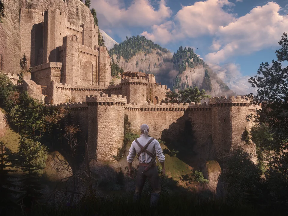 A fortified mountain stronghold in an official Remastered screenshot