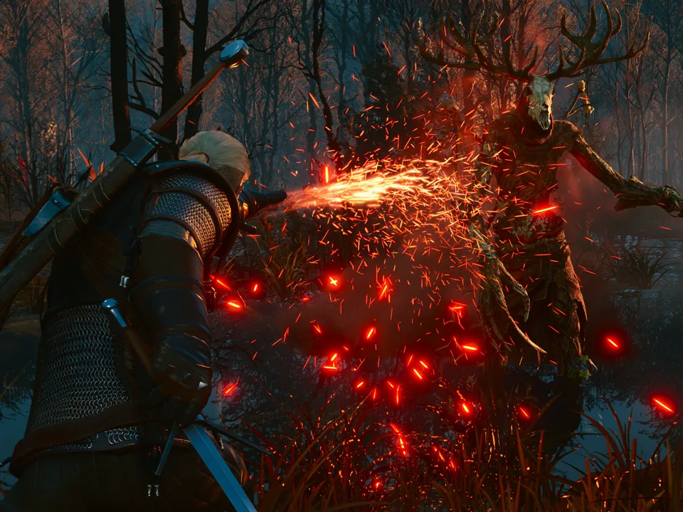 A ritual in a dark forest in an official Remastered screenshot